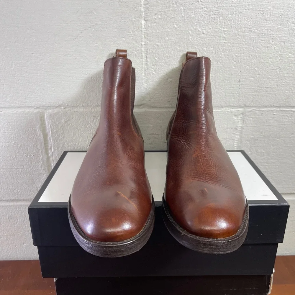 Mark Nason‎ Eastwood Franco Brown Leather Chelsea Boots Pull On Men's Size 13 US